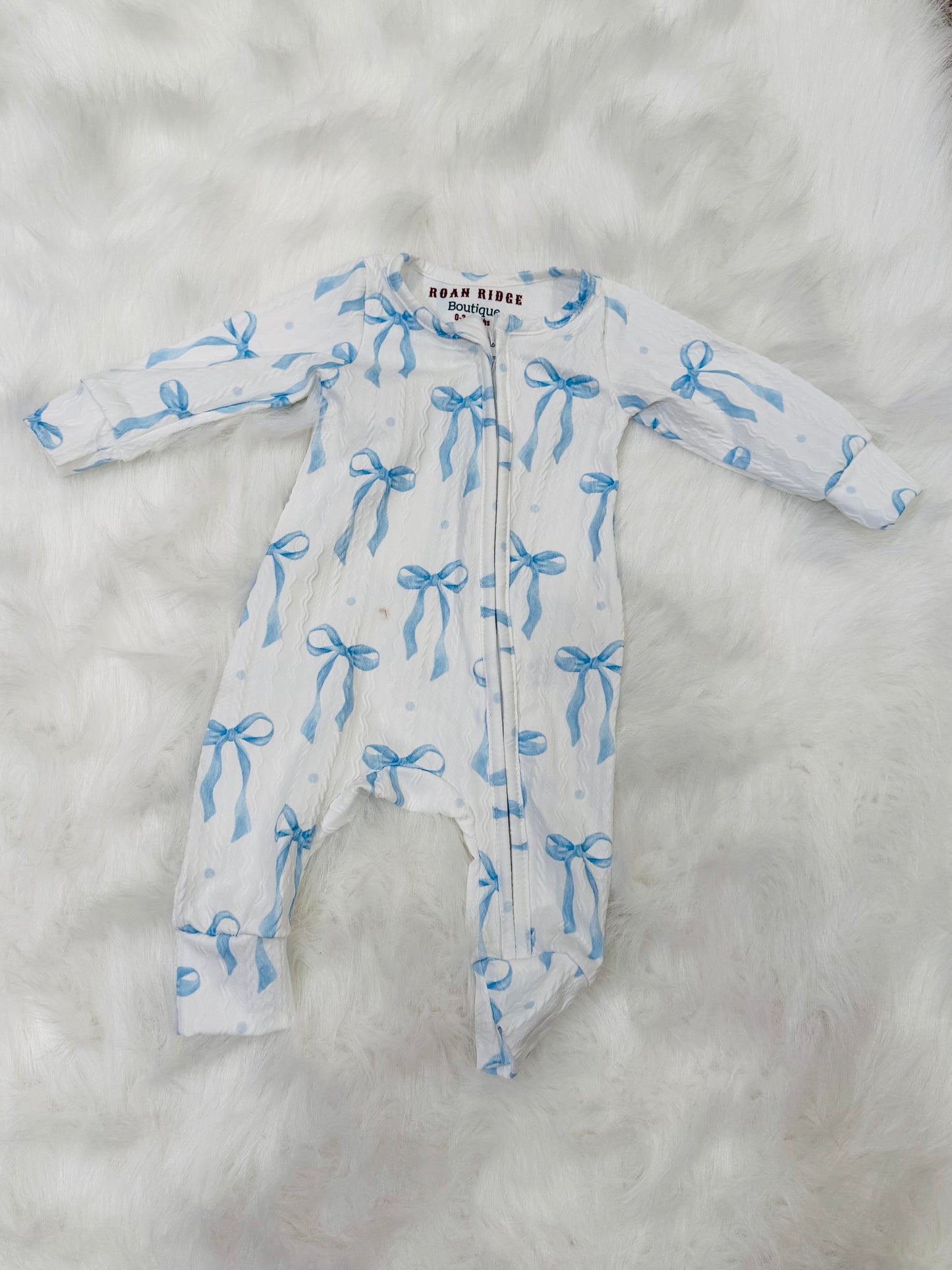 Blue bow romper