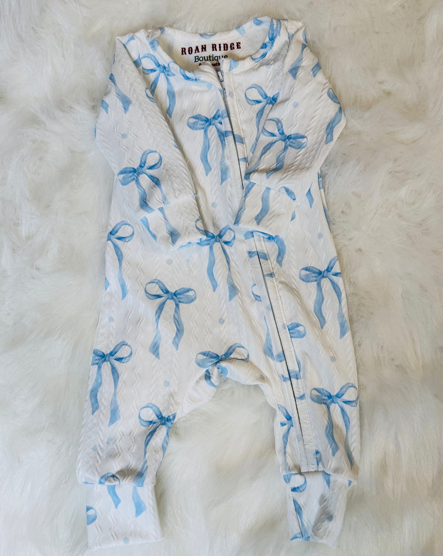 Blue bow romper
