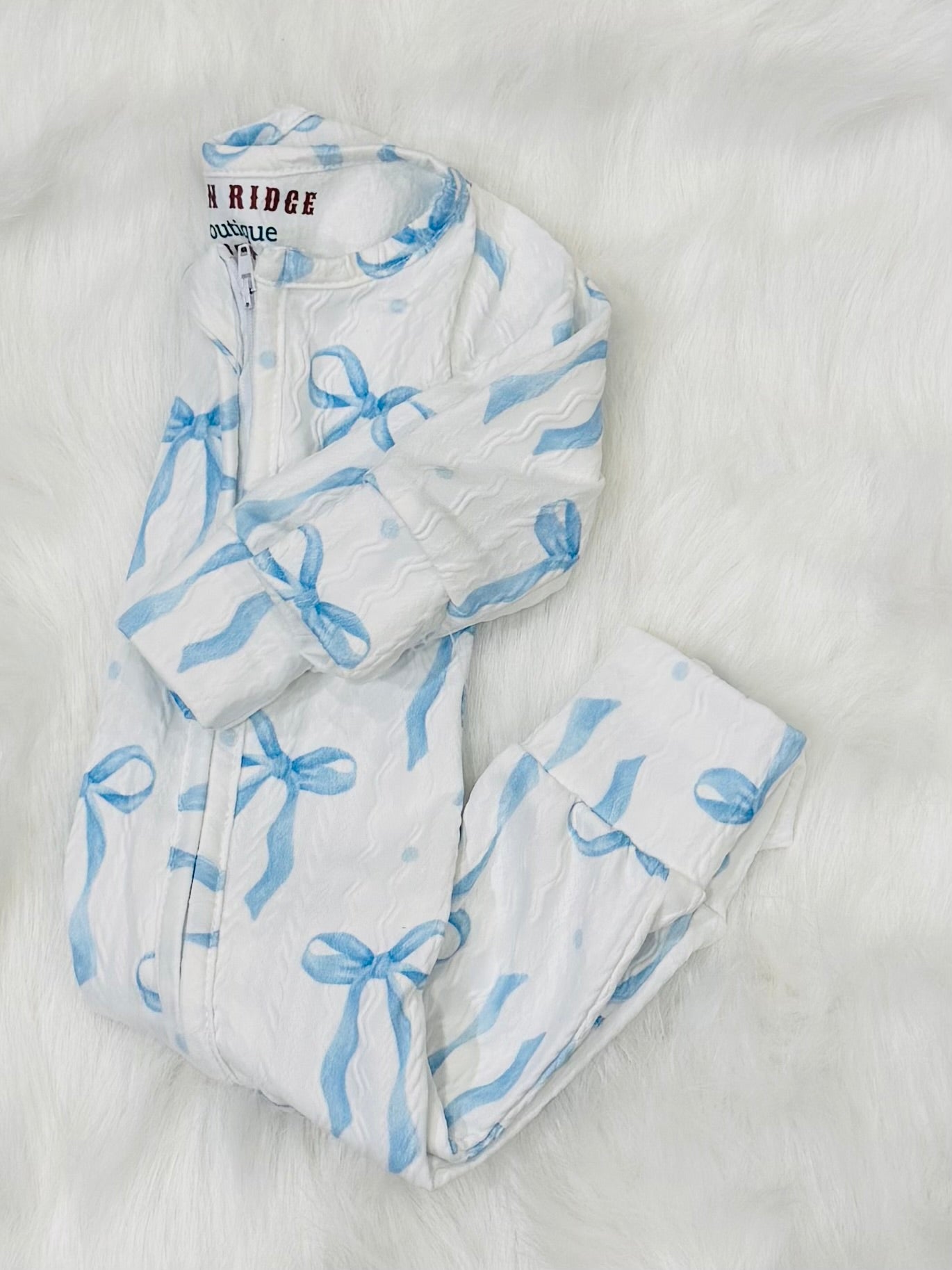 Blue bow romper