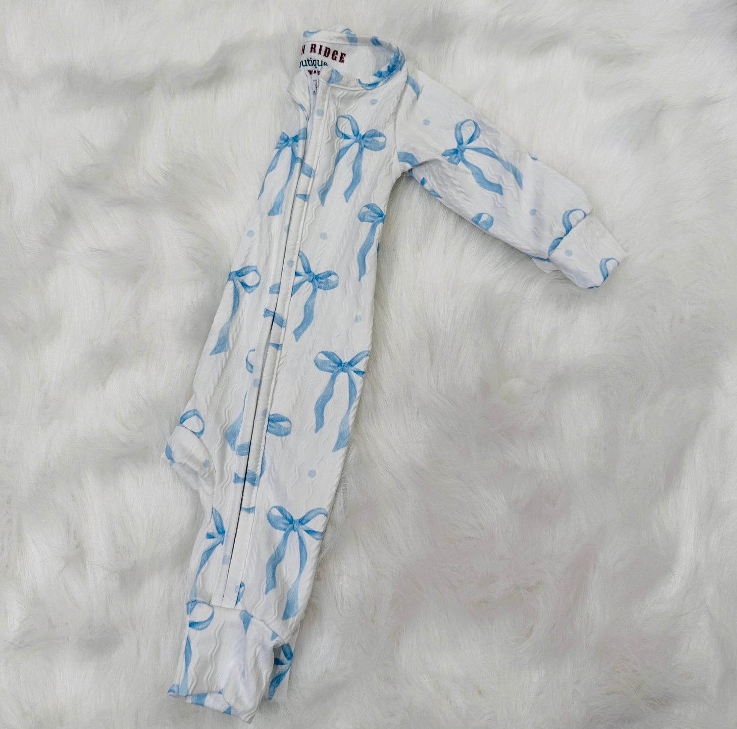 Blue bow romper